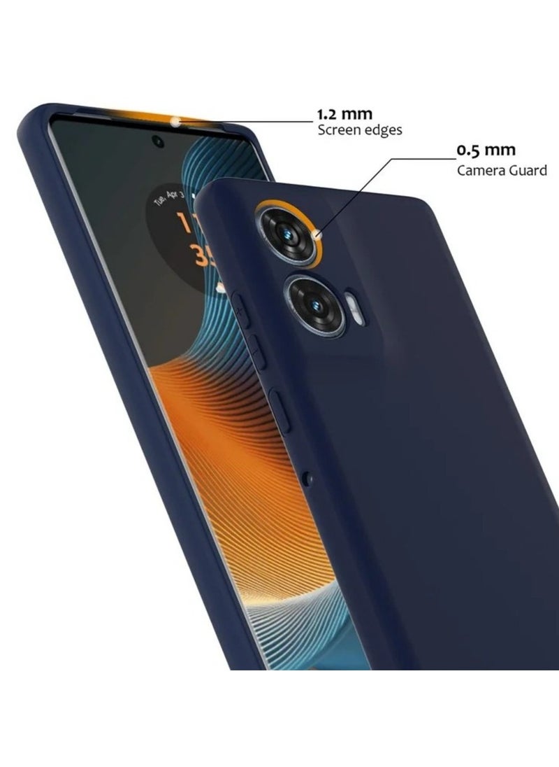 ICARLUS - Phone Case for Motorola Edge 50 Fusion Case Silicone with Soft Microfiber Lining Slim Cover Blue - Image 1