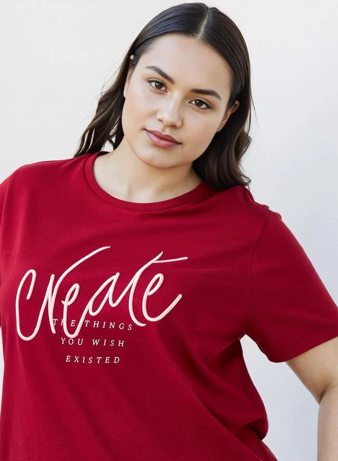 Ulla Popken Plus Size Ulla Popken Slogan Print T-shirt