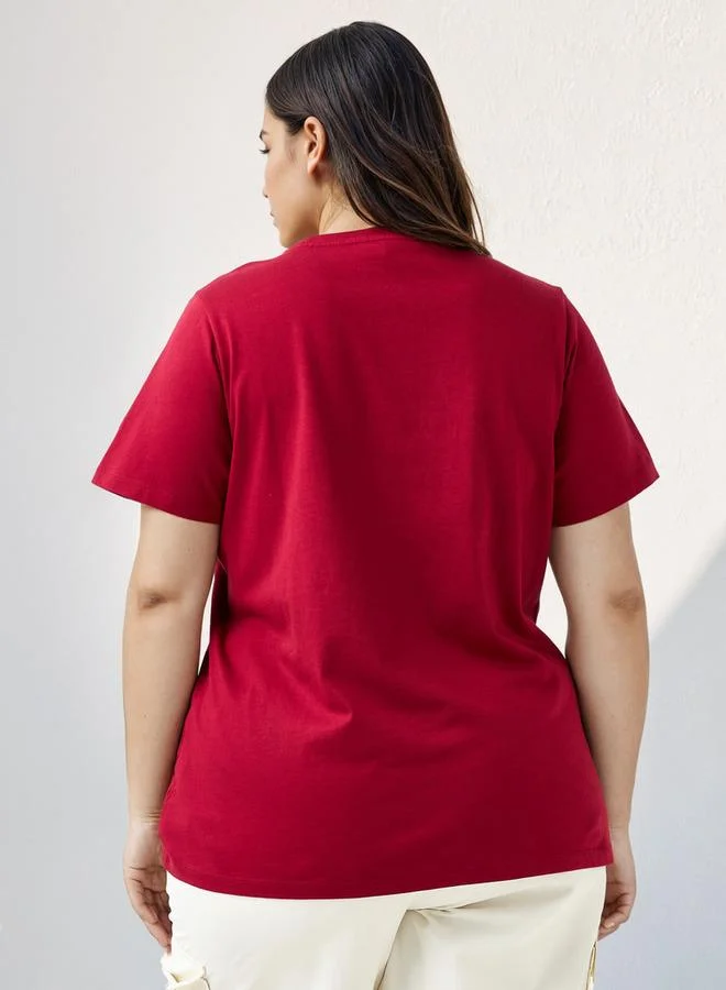 Ulla Popken Plus Size Ulla Popken Slogan Print T-shirt