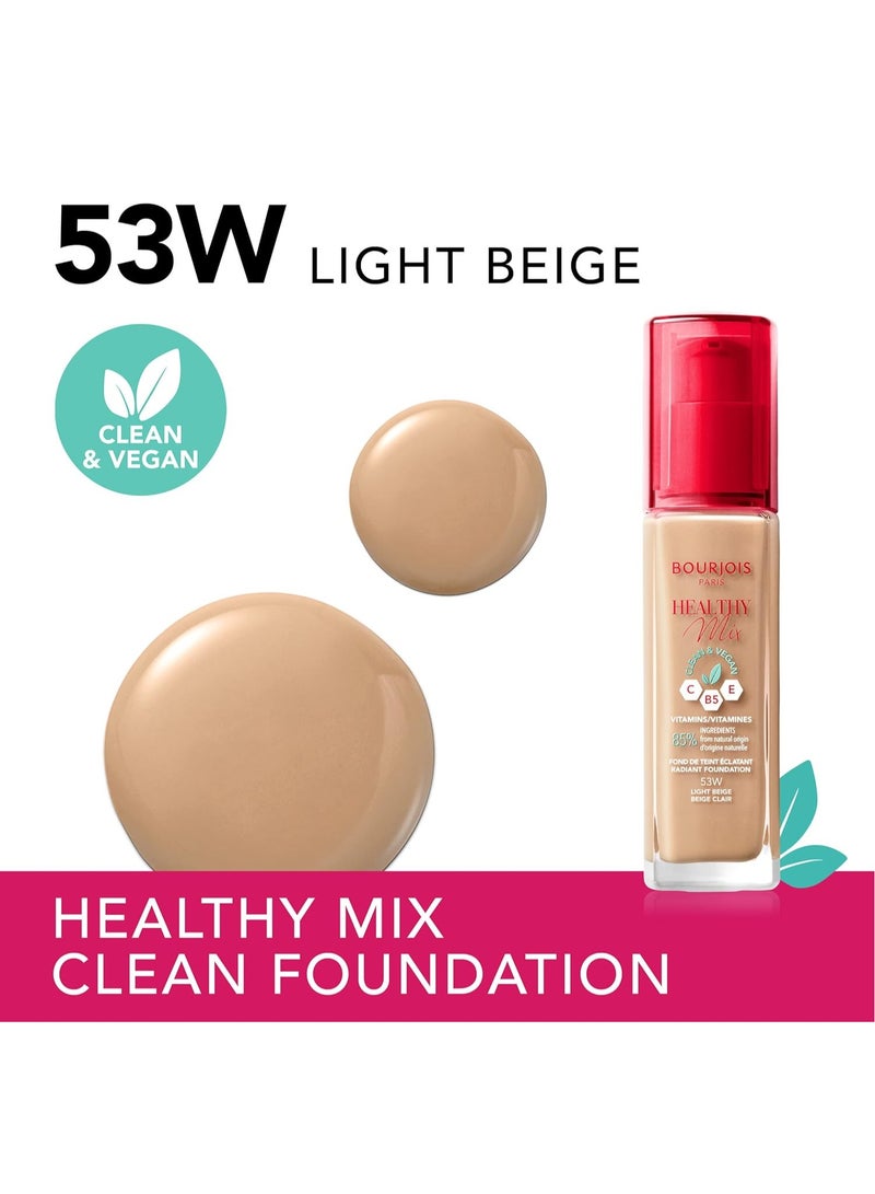 REAL BEAUTY Healthy Mix Foundation Light Beige 30ml - 53W - Image 2