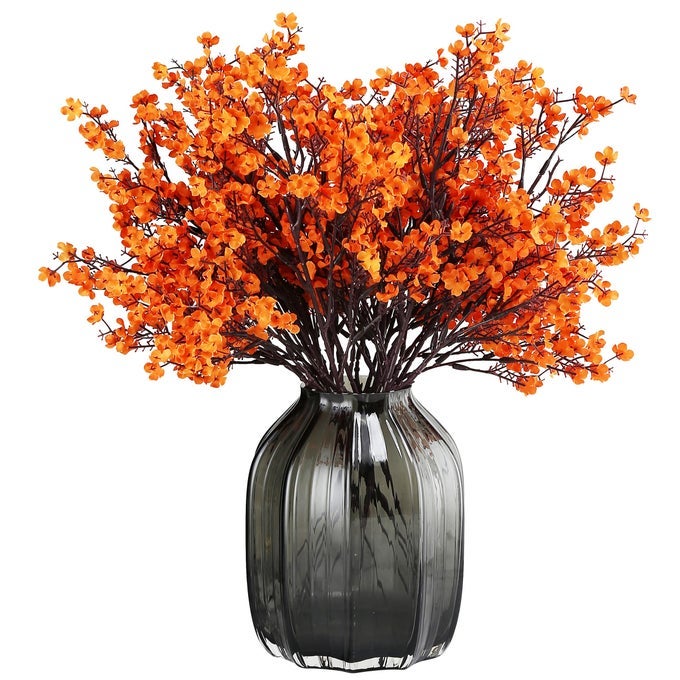 JAKYGLOBAL BABYS BREATH ORANGE SILK ARTIFICIAL FLOWERS 6 BUNDLE EUROPEAN FAKE SILK PLANTS DECOR WEDDING PARTY FARMHOUSE DECORATION BOUQUETS REAL TOUCH DIY HOME GARDEN ORANGE 6PCS