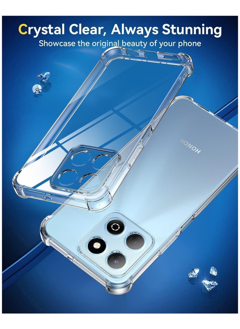 Muzz - Compatible with Honor X7C Case and Tempered Glass Screen Protector [2 pack] Soft Bumper Anti-Scratch Silicone Phone Case Cover Transparent (Clear Case With Screen Protector) - Image 1