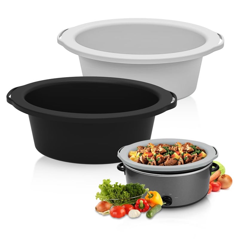 ChefAid Slow Cooker Liners 100 Silicone Reusable Crock Pot Insert Accessories for 68 Oval or Round Quart Slow Cookers Food Safe  Dishwasher Safe BlackGrey