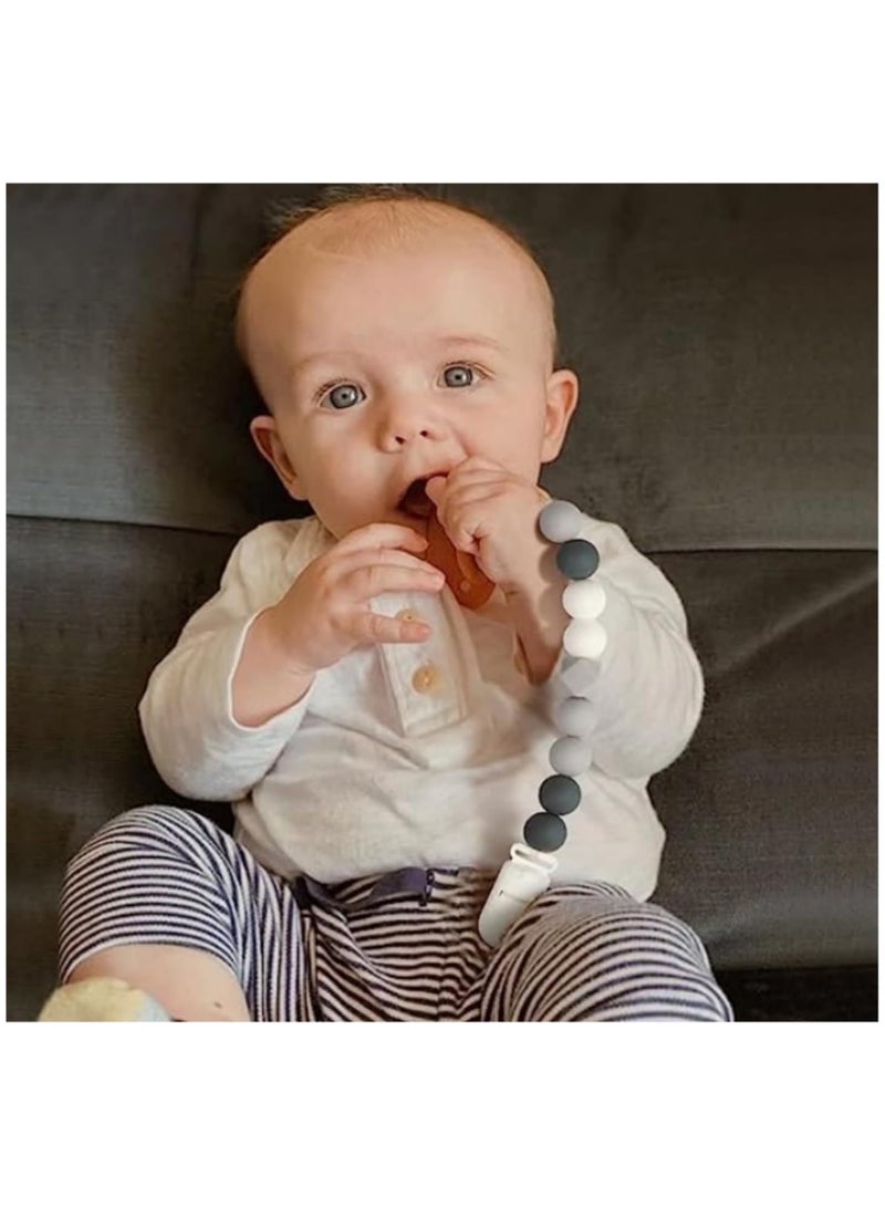 2Pcs Pacifier Clips Chain Silicone Bead BPA Free Dummy Clip Holder Soother Chain Holder For Nipples Toddler Toy Baby Shower Gift (B) - Image 3