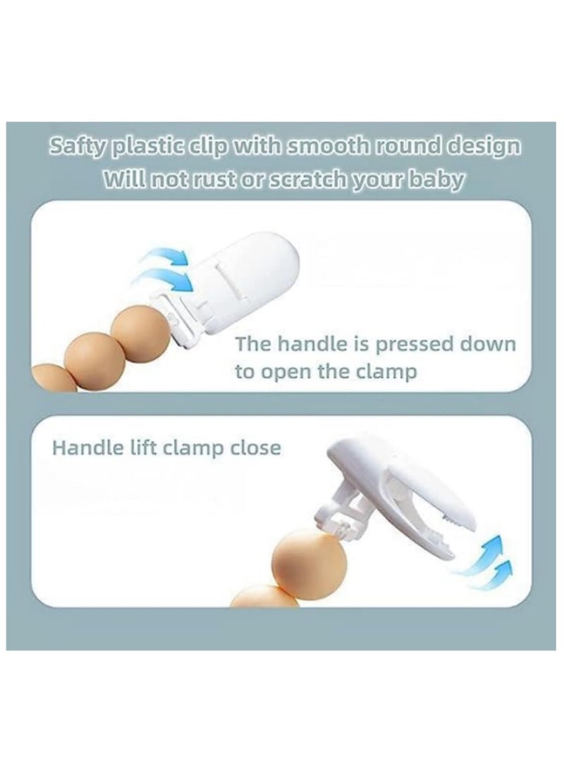2Pcs Pacifier Clips Chain Silicone Bead BPA Free Dummy Clip Holder Soother Chain Holder For Nipples Toddler Toy Baby Shower Gift (B) - Image 5