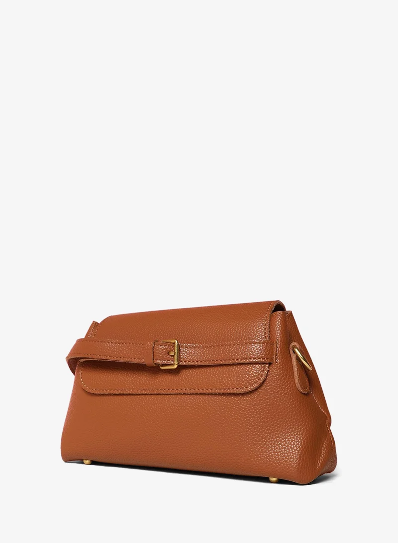 Solid Magnet Lock Regular Vegan Leather Sling Bag with Detachable Strap For Women