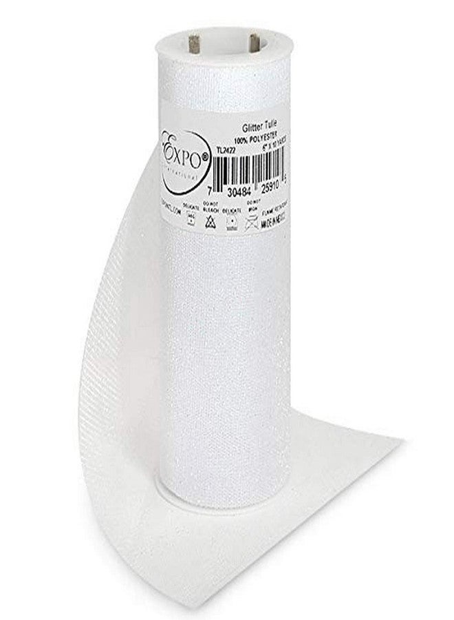 Expo International Premium Glitter Tulle Spool of 6" x 10 Yards | White Aurora Borealis - Image 1