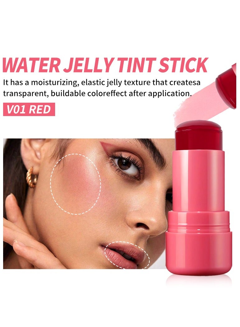 فايبلي كريم أحمر الخدود جيلي بلاش ستيك للخدود والعينين والشفاه من أجل تفتيح البشرة، أحمر الخدود طبيعي مع مقاوم للماء والعرق، مكياج عاري متعدد الاستخدامات، أحمر خدود كريمي 01RED - Image 1