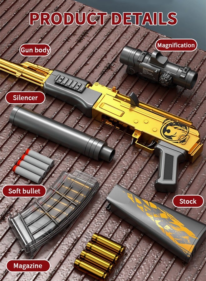 GROIC بندقية لعبة رصاص ناعمة، بندقية بلاستر AK47، بندقية لعبة بتأثير مرآة مزدوج، لعبة DIY مع ملحقات غنية، ألعاب إطلاق النار للأطفال، هدايا عيد ميلاد للأطفال - Image 4
