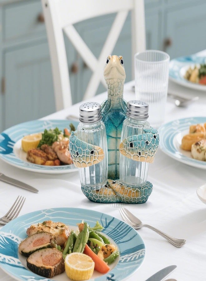 Hodao ocean animals indoor home decorations sea turtle decorative figurines kitchen organization and storage-Ocean Theme kitchen decor salt and pepper shakers holder set ocean animal gifts (Turtle) - Image 4