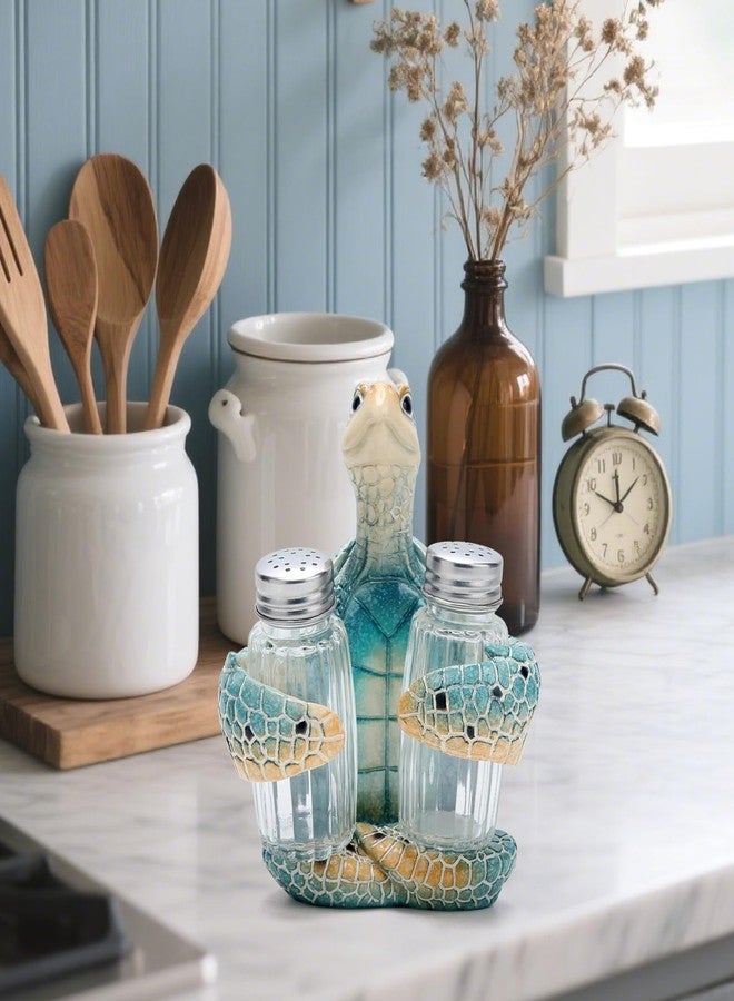 Hodao ocean animals indoor home decorations sea turtle decorative figurines kitchen organization and storage-Ocean Theme kitchen decor salt and pepper shakers holder set ocean animal gifts (Turtle) - Image 3