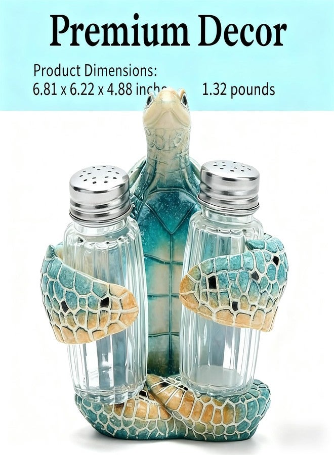 Hodao ocean animals indoor home decorations sea turtle decorative figurines kitchen organization and storage-Ocean Theme kitchen decor salt and pepper shakers holder set ocean animal gifts (Turtle) - Image 5