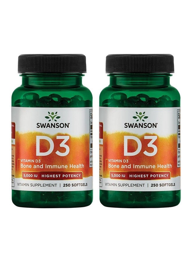 Swanson Vitamin D3 - Vitamin Supplement Promoting Bone Health & Immune System Support - Natural Support for Calcium Distribution & Absorption - (250 Softgels) (2 Pack) - Image 1