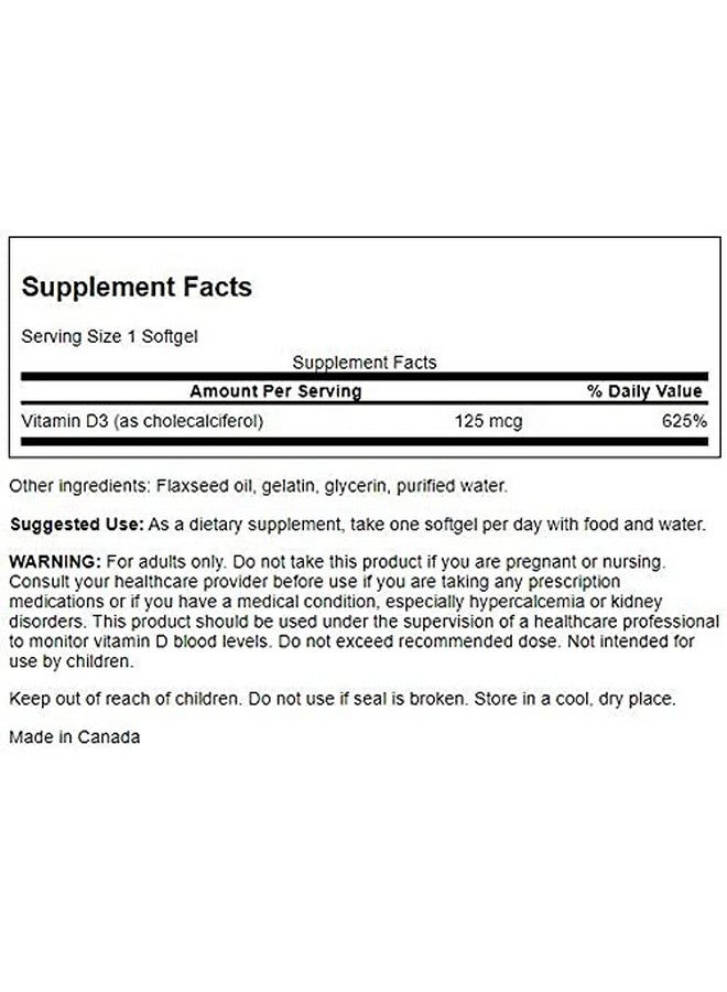 Swanson Vitamin D3 - Vitamin Supplement Promoting Bone Health & Immune System Support - Natural Support for Calcium Distribution & Absorption - (250 Softgels) (2 Pack) - Image 2