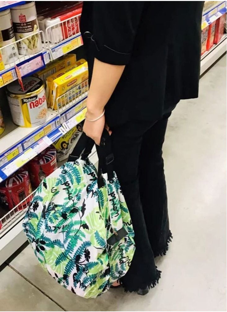 Generic - 2-Pcs Reusable Recycling Grocery Bags with Handles, Foldable Washable Shopping Bags, Waterproof Large Capacity Tote Bag - Image 1