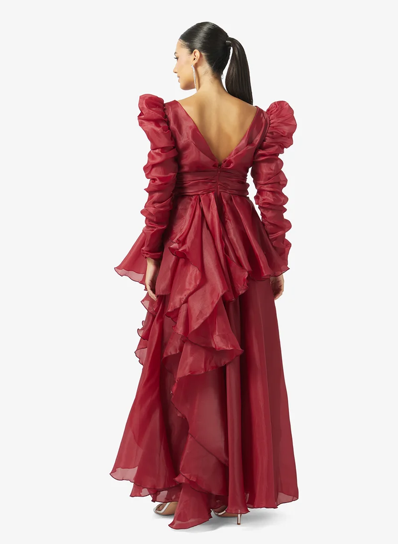 Namshi x  Evening Dress With Statement Ruffles for Women | Best Price UAE