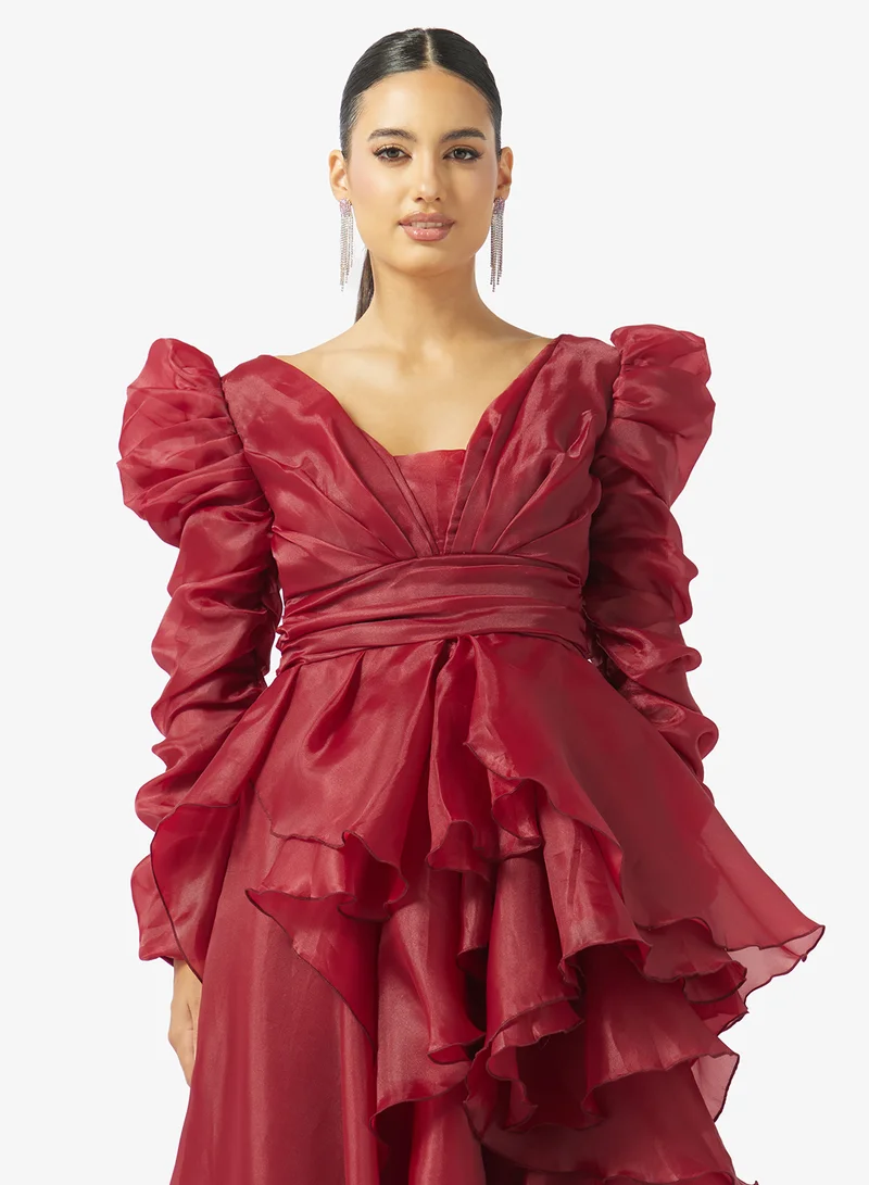 Namshi x  Evening Dress With Statement Ruffles for Women | Best Price UAE