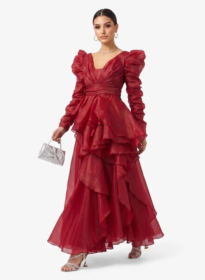 Namshi X Evening Dress With Statement Ruffles