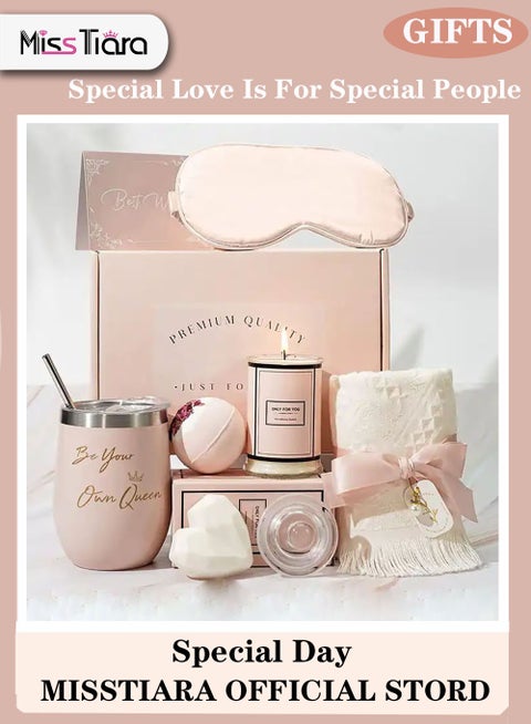 Gifts Basket for Women - Birthday Gifts for Women, Relaxing Spa Gift Basket Set, Unique Gift Ideas for Women, Gifts for Mom Sister Best Friend Wife, Coworker Teacher Nurse Gifts for Women Combined Materials Pink