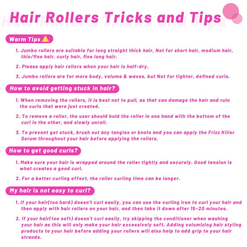 Acejoz Jumbo Hair Curlers Rollers, 12Pcs 60mm Jumbo Hair Roller Curlers Self Grip Holding Rollers with 12Pcs Hair Clips for Long Straight Thick Hair (Rose Red) - Image 4
