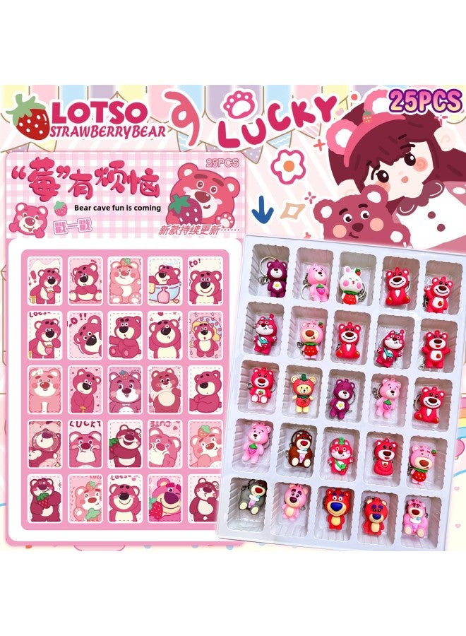 25-hole Strawberry Bear Blind Box Hole Music Hand-made Doll Internet Celebrity Keychain Stall Children Student Small Gift-Color:40-hole Sanrio Contains 4 Large Pendants  - Image 2