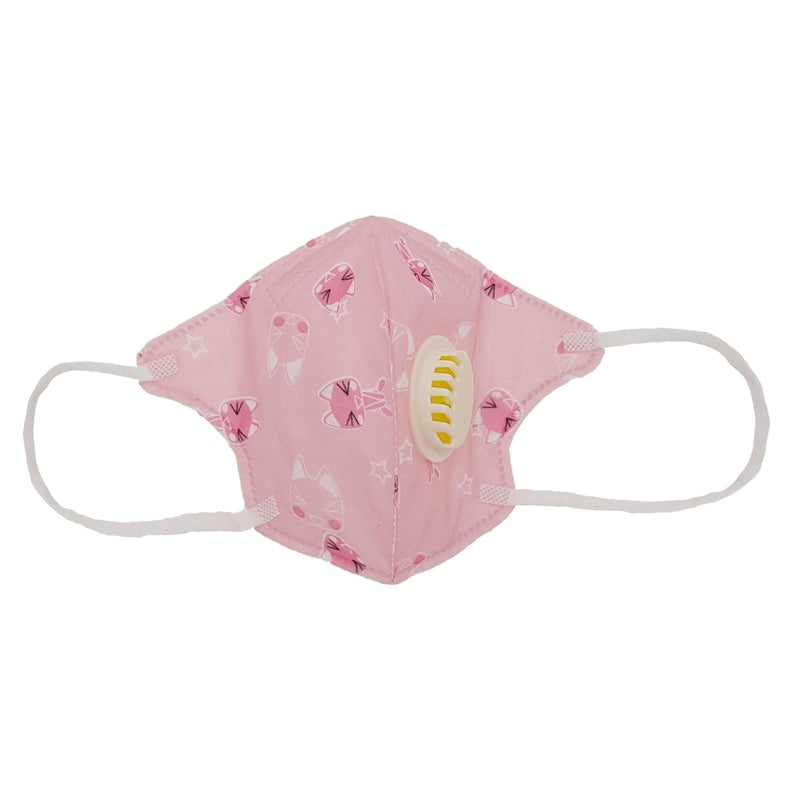 Vritraz قناع وجه للأطفال PM 2.5 مضاد للتلوث مع صمام تنفس (وردي، عبوة من 2) - Image 3