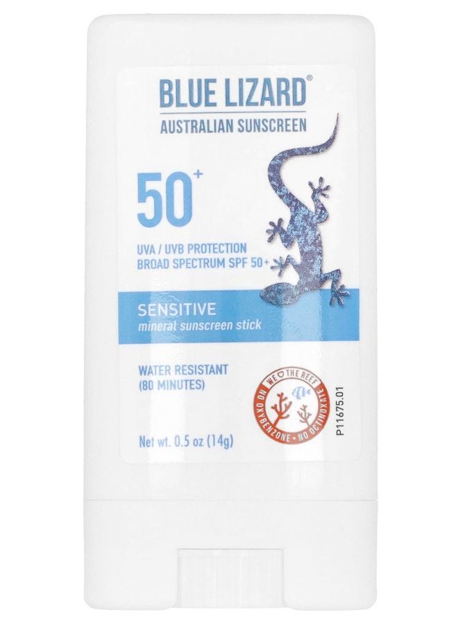 Blue Lizard Australian Sunscreen Sensitive Mineral Sunscreen Stick SPF 50+ 0.5 oz (14 g)