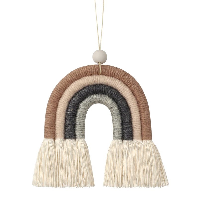 BOHO GARDEN Macrame Rainbow Charm  Essential Oil Diffuser for Cars Baby Nursery Childrens Bedroom  Home Decor  Colorful Decorative Hanging Air Freshener  Accessories  35x4  Espresso