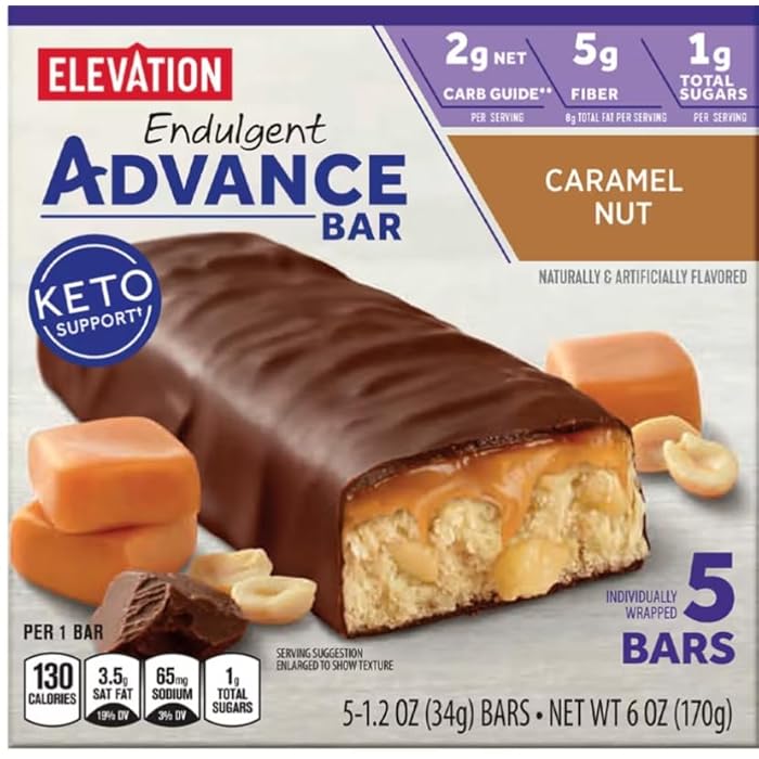 Generic Elevation Caramel Nut Endulgent Advance Bars, 5 count