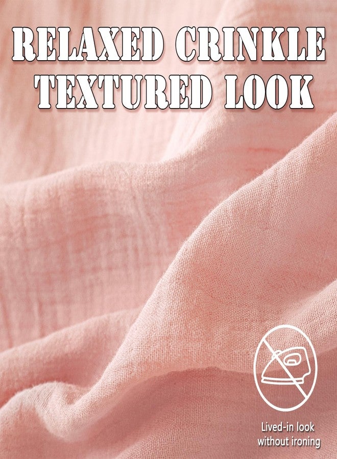 MorroMorn Muslin Duvet Cover Queen Size, 100% Breathable Cotton Comforter Cover Sets, Ultra Soft 2-Layer Gauze Duvet Cover Set 3 PCS with 2 Pillowcases, Lightweight Linen Like, 90"x90", Pink - Image 3