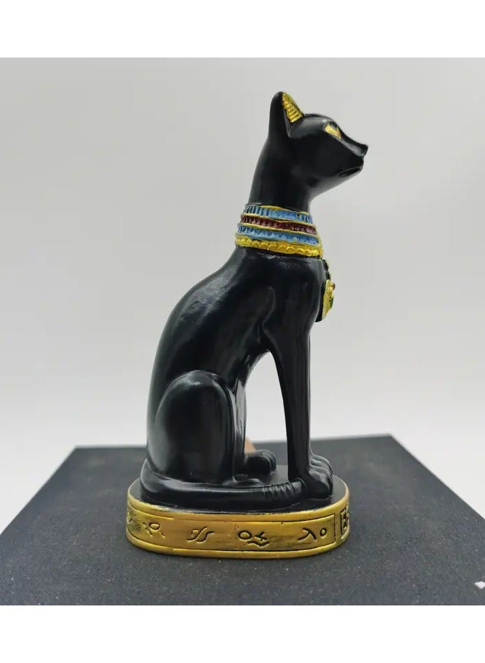 تمثال القط المصري باس الأسود – ديكور من الريزين لآلهة القطط القديمة مع لمسات ذهبية، للمنزل أو المكتب، لتزيين غرفة المعيشة أو المكتب - Image 1