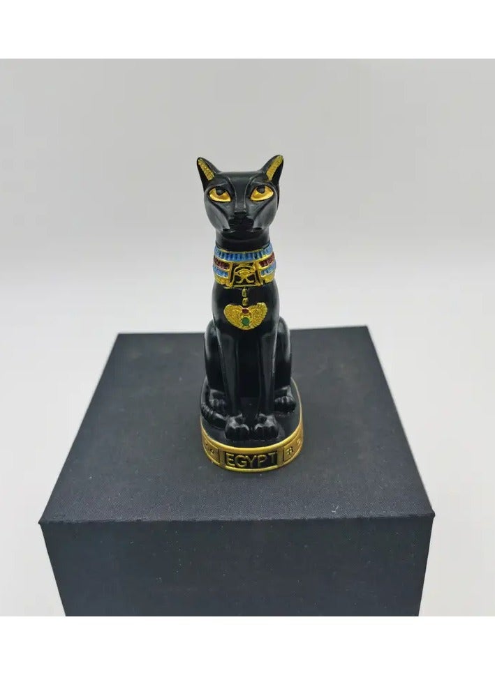 تمثال القط المصري باس الأسود – ديكور من الريزين لآلهة القطط القديمة مع لمسات ذهبية، للمنزل أو المكتب، لتزيين غرفة المعيشة أو المكتب - Image 2