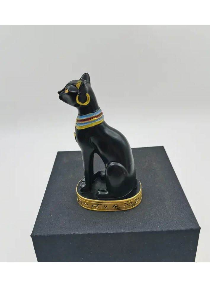 تمثال القط المصري باس الأسود – ديكور من الريزين لآلهة القطط القديمة مع لمسات ذهبية، للمنزل أو المكتب، لتزيين غرفة المعيشة أو المكتب - Image 4