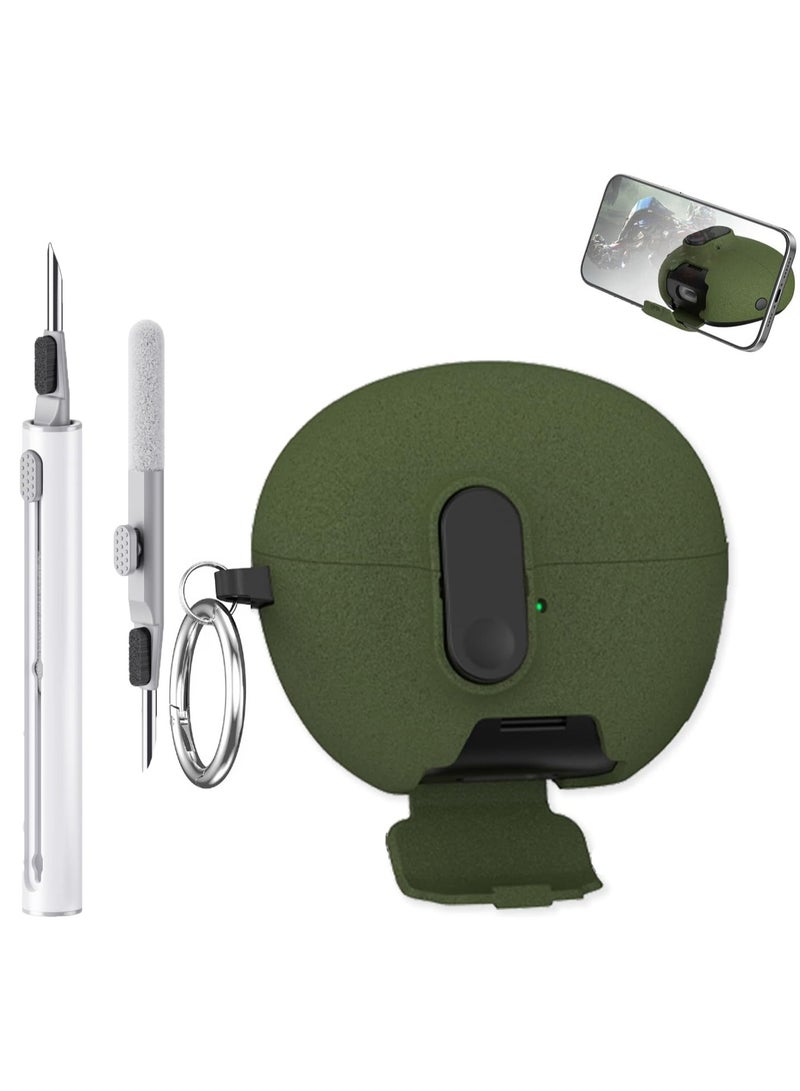 Compatible with Huawei Freebuds 6i Case with Phone Stand,Full Drop Protection Automatic Snap Switch Design with Cleaner Kit -Green - Image 1