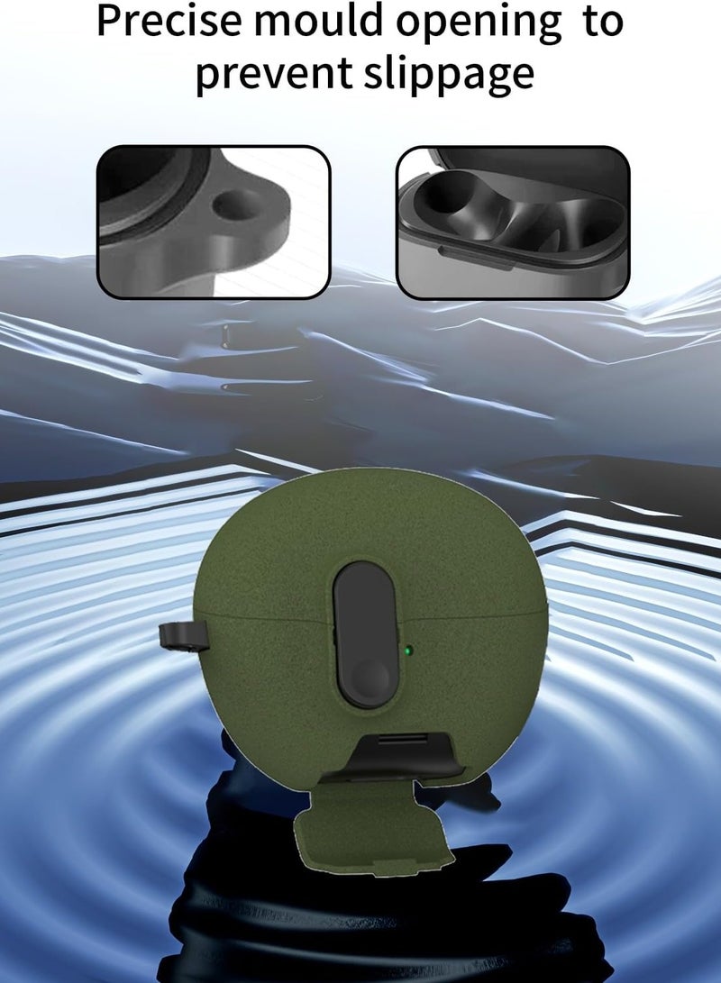 Compatible with Huawei Freebuds 6i Case with Phone Stand,Full Drop Protection Automatic Snap Switch Design with Cleaner Kit -Green - Image 5