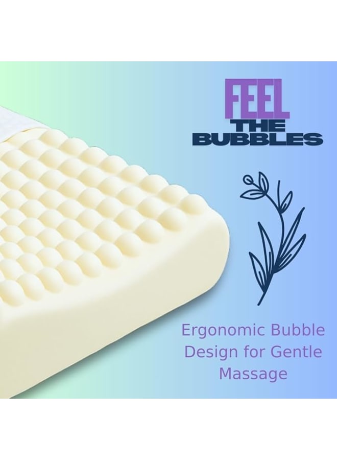 وسادة تدليك كونتور بابل من إسفنج الذاكرة مقاس 60×40 سم - ارتفاع مزدوج - تدعم الرقبة والعمود الفقري - غطاء قطني مضاد للبكتيريا قابل للغسل - Image 3