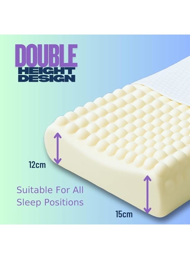 وسادة تدليك كونتور بابل من إسفنج الذاكرة مقاس 60×40 سم - ارتفاع مزدوج - تدعم الرقبة والعمود الفقري - غطاء قطني مضاد للبكتيريا قابل للغسل - Image 5