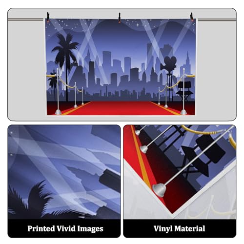 AOFOTO 10x7ft Red Carpet Backdrop Movie Night Stage Lighting Photography Background Celebrity Event Party Premiere Banner Photo Studio Props Kid Adult Artistic Portrait Activity Decoration Wallpaper - Image 3