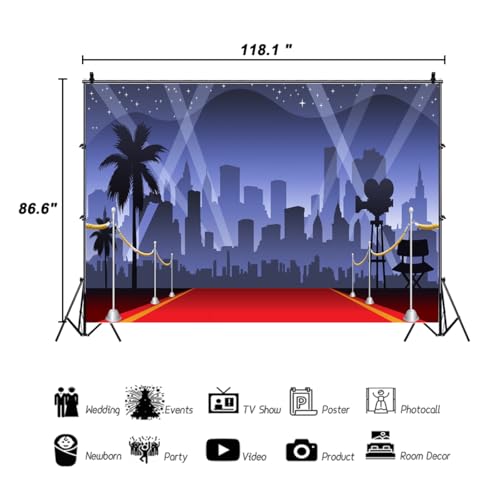 AOFOTO 10x7ft Red Carpet Backdrop Movie Night Stage Lighting Photography Background Celebrity Event Party Premiere Banner Photo Studio Props Kid Adult Artistic Portrait Activity Decoration Wallpaper - Image 4