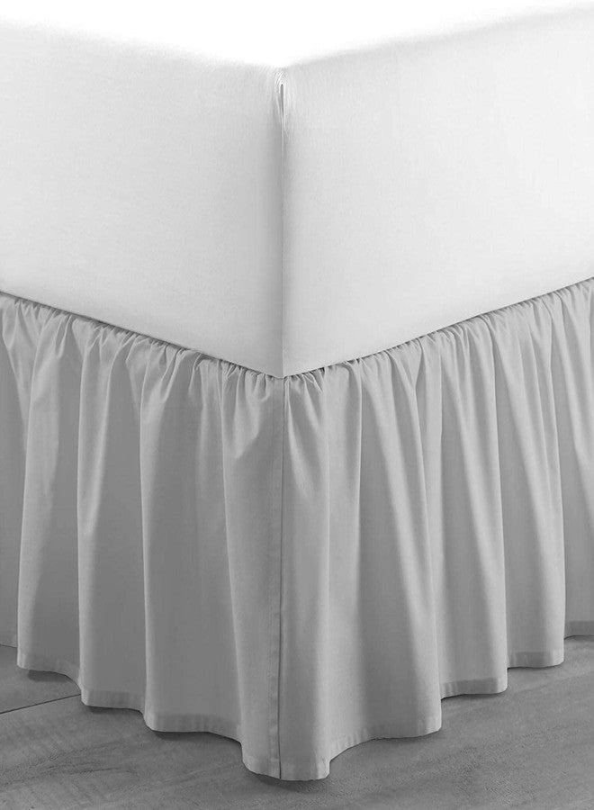 Sleepwell Ruffled Bed Skirt With Split Corners - 18 Inch Drop Poly Cotton/Microfiber Bedskirt With Platform Three Sided Coverage - Queen, Light Grey - Image 4