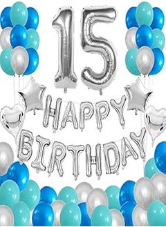 Birthday Decorations 15th, 66pcs Birthday Party Decorations for Kids Girl and Boy with Happy Birthday Banner 1st 5th Helium Confetti Latex Balloons Green Blue
