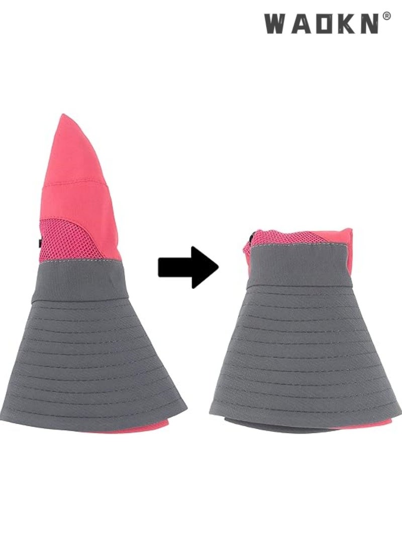 WAOKN Women's Outdoor Summer Sun Hat UV Protection Mesh Wide Brim Foldable Beach Fishing Hats with Ponytail Hole for Summer Beach Fishing Hiking - Image 2