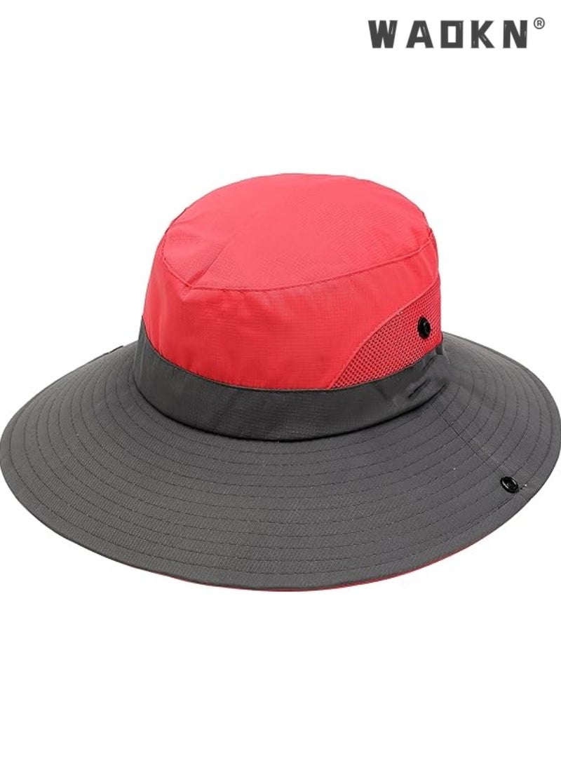 WAOKN Women's Outdoor Summer Sun Hat UV Protection Mesh Wide Brim Foldable Beach Fishing Hats with Ponytail Hole for Summer Beach Fishing Hiking - Image 1