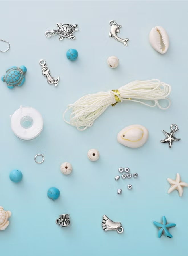 beadia 715 pcs Ocean Style Vacation Turquoise, Synthetic Turquoise Beads, Turtle Beads Charms Starfish Gemstone Stone for Jewelry Making DIY Bracelet Necklace - Image 2