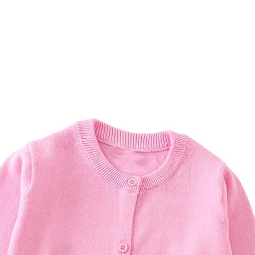 YAGATA Toddler Sweaters Baby Boys Girls Cardigan Sweatshirt Cotton Button Up Knit Long Sleeve Jacket Fall Tops 12-18M Pink 80 - Image 2