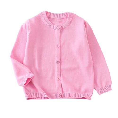 YAGATA Toddler Sweaters Baby Boys Girls Cardigan Sweatshirt Cotton Button Up Knit Long Sleeve Jacket Fall Tops 12-18M Pink 80 - Image 1