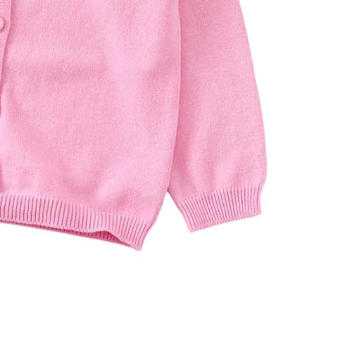 YAGATA Toddler Sweaters Baby Boys Girls Cardigan Sweatshirt Cotton Button Up Knit Long Sleeve Jacket Fall Tops 12-18M Pink 80 - Image 5