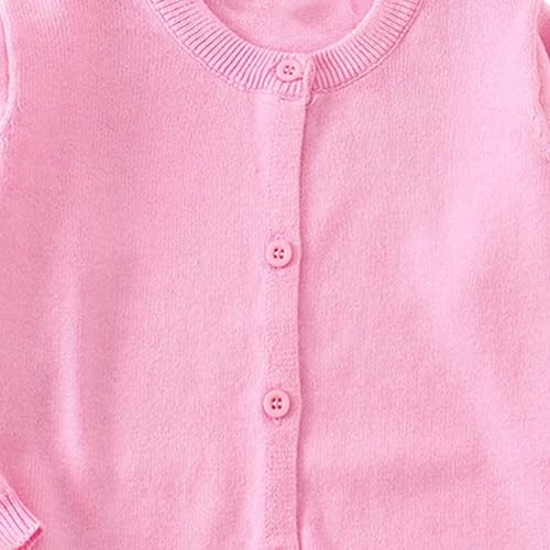 YAGATA Toddler Sweaters Baby Boys Girls Cardigan Sweatshirt Cotton Button Up Knit Long Sleeve Jacket Fall Tops 12-18M Pink 80 - Image 3