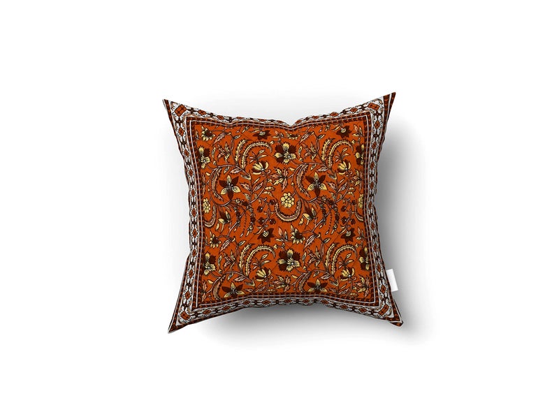 Blizz Mont | Ethnic Motif Printed Cushion Cover | Pure Cotton | Size- 16 x 16 inches- Set of 5- (BM1028-BROWN-JL)-C1 - Image 2