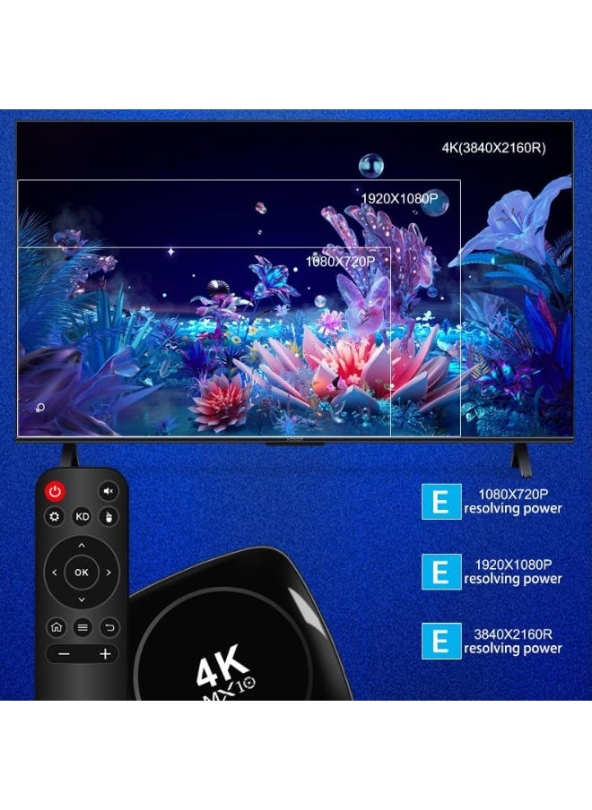 MX10 MX10 Android 13.0 Smart TV Box – 4K Ultra HD AV1 Streaming Media Player with Amlogic Quad-Core Chipset, Dual Band WiFi (2.4G/5.8GHz), Bluetooth 4.1 – Android ATV Box for Netflix, YouTube, IPTV, and Smart Home Entertainment – HDMI, USB, AV Compatible  - Image 3